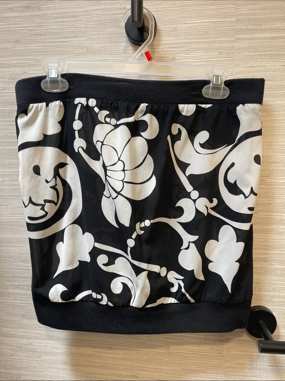 Old Navy Black and White Floral Strapless Crop Top